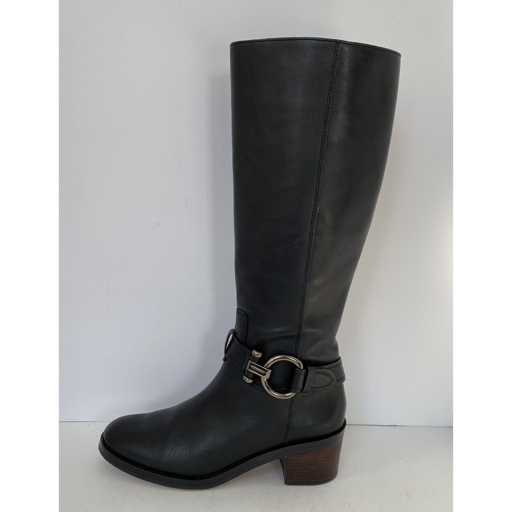COACH Boots Black Riding CAROLINA SZ 7.5B Black Leather